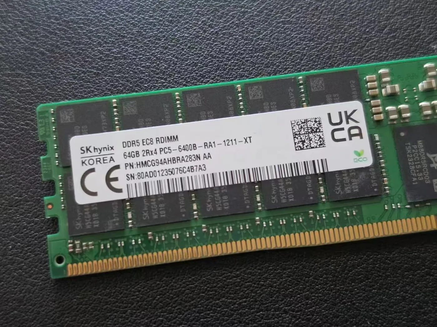 SK hynix DDR5 EC8 RDIMM 64GB PC5-6400B stock photo